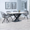 Diana White Ceramic Swivel Top Extending Dining Set - Burano Velvet Fabric Swivel Dining Chair