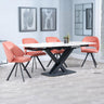 Diana White Ceramic Swivel Top Extending Dining Set - Burano Velvet Fabric Swivel Dining Chair