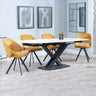Diana White Ceramic Swivel Top Extending Dining Set - Burano Velvet Fabric Swivel Dining Chair