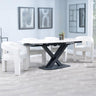 Diana White Ceramic Swivel Top Extending Dining Set - Killen Boucle Fabric Dining Chair