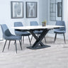 Diana White Ceramic Swivel Top Extending Dining Set - Rovereto Fabric Dining Chair