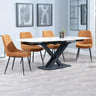Diana White Ceramic Swivel Top Extending Dining Set - Rovereto Fabric Dining Chair