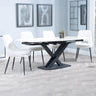 Diana White Ceramic Swivel Top Extending Dining Set - Stansbury Fabric Dining Chair