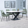 Diana White Ceramic Swivel Top Extending Dining Set - Stansbury Fabric Dining Chair