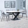Diana White Ceramic Swivel Top Extending Dining Set - Stansbury Fabric Dining Chair