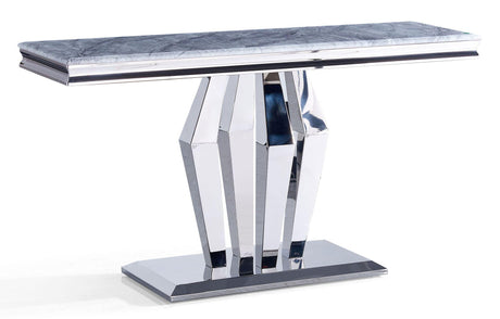 Dolce Console Table - Grey Marble & Chrome