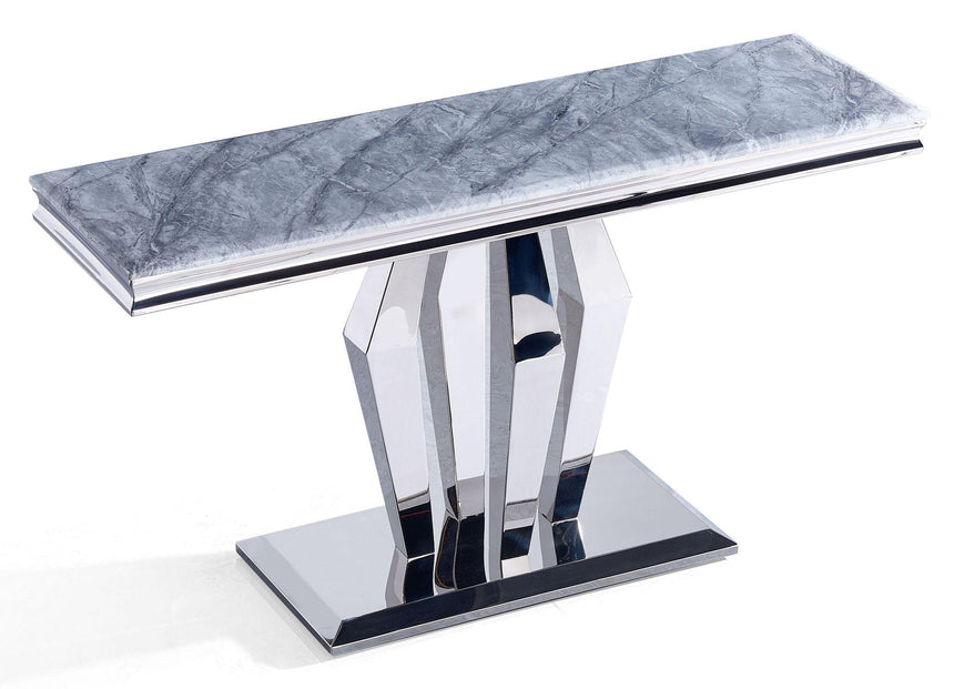 Dolce Console Table - Grey Marble & Chrome