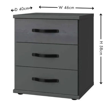 Carrara 3 Drawers Bedside Cabinet