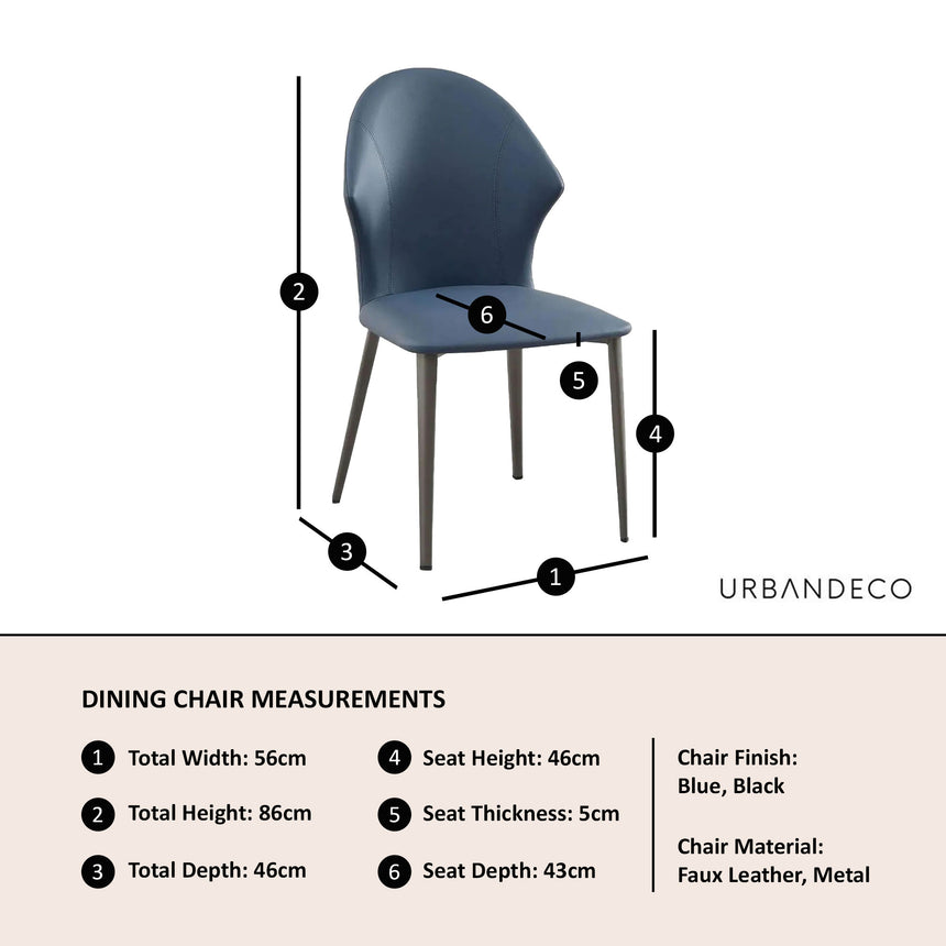 Set of 2 Florence Faux Leather Dining Chair