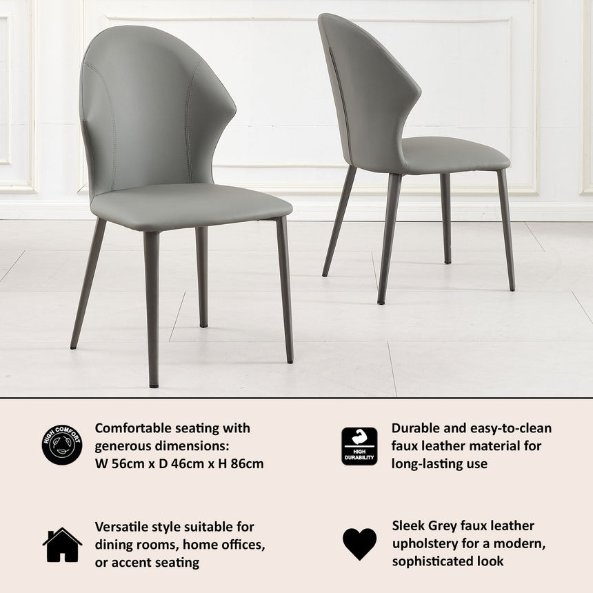 Set of 2 Florence Faux Leather Dining Chair