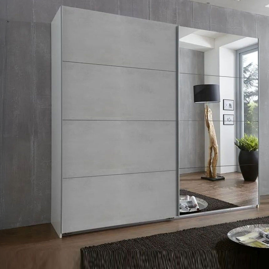 Ernie Concrete Grey 2 Door Sliding Wardrobe