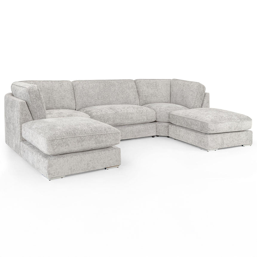 Bunk Ivory Fabric U Shape Corner Sofa Suite
