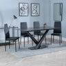 Evelyn Black Ceramic Dining Set - Metro Leather Dining Chair With Black Legs