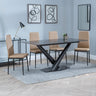 Evelyn Black Ceramic Dining Set - Metro Leather Dining Chair With Black Legs