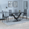 Evelyn Black Ceramic Dining Set - Metro Leather Dining Chair With Black Legs
