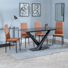 Evelyn Black Ceramic Dining Set - Metro Leather Dining Chair With Black Legs