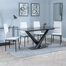 Evelyn Black Ceramic Dining Set - Metro Leather Dining Chair With Black Legs