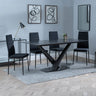 Evelyn Black Ceramic Dining Set - Rovigo Fabric Dining Chair With Black Legs