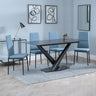 Evelyn Black Ceramic Dining Set - Rovigo Fabric Dining Chair With Black Legs