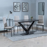 Evelyn Black Ceramic Dining Set - Rovigo Fabric Dining Chair With Black Legs
