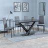 Evelyn Black Ceramic Dining Set - Rovigo Fabric Dining Chair With Black Legs