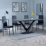 Evelyn Grey Ceramic Dining Set - Metro Leather Dining Chair With Black Legs