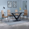 Evelyn Grey Ceramic Dining Set - Metro Leather Dining Chair With Black Legs
