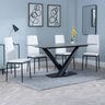 Evelyn Grey Ceramic Dining Set - Metro Leather Dining Chair With Black Legs