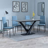 Evelyn Grey Ceramic Dining Set - Rovigo Fabric Dining Chair With Black Legs