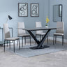 Evelyn Grey Ceramic Dining Set - Rovigo Fabric Dining Chair With Black Legs