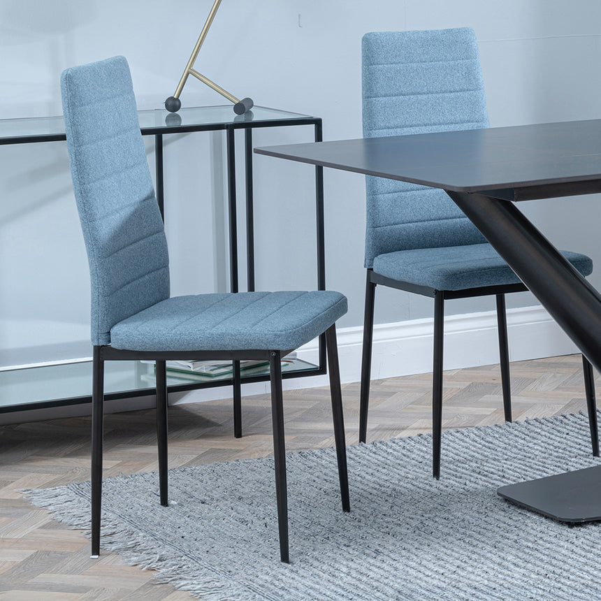 Evelyn Black Ceramic Dining Set - Rovigo Fabric Dining Chair With Black Legs