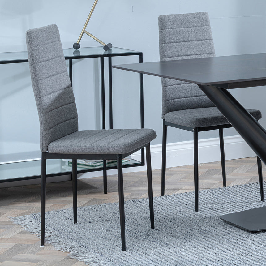 Evelyn Black Ceramic Dining Set - Rovigo Fabric Dining Chair With Black Legs