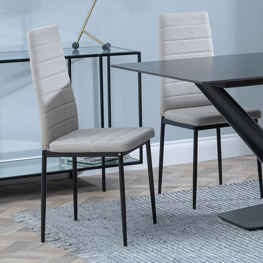 Evelyn Black Ceramic Dining Set - Rovigo Fabric Dining Chair With Black Legs