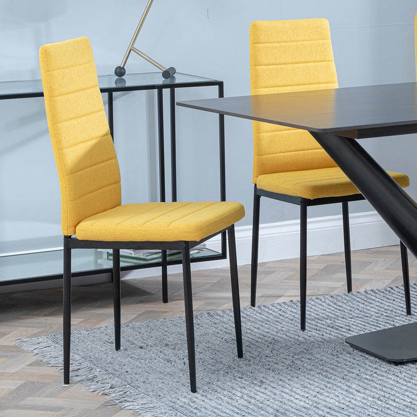 Evelyn Black Ceramic Dining Set - Rovigo Fabric Dining Chair With Black Legs
