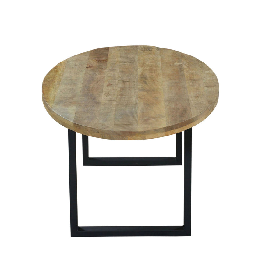 Marine 10 Seater Mango Wood Industrial Oval Dining Table with Black U Legs