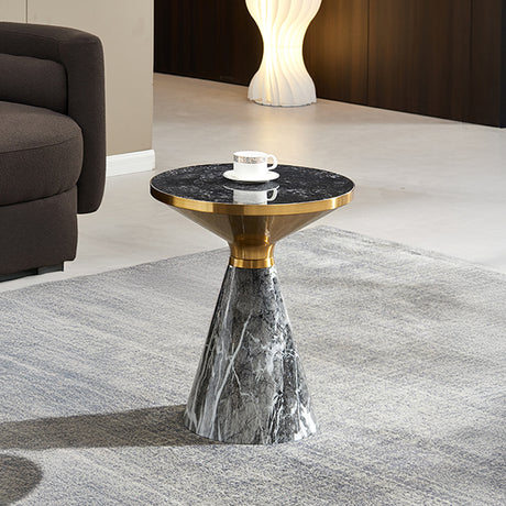 Maria Ceramic Round Side Table with Gold Trim