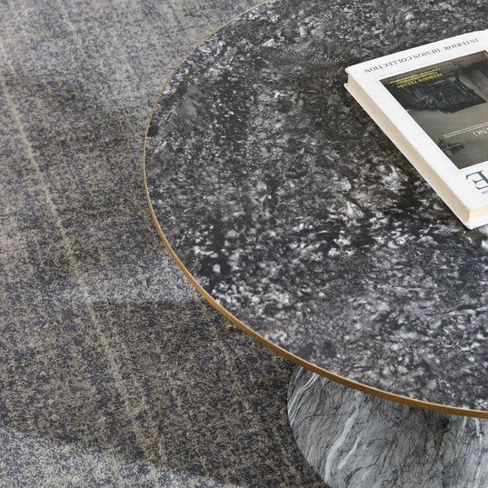 Maria Ceramic Round Coffee Table with Gold Trim