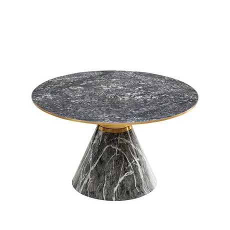 Ferguson Black Ceramic Round Coffee Table with Gold Trim
