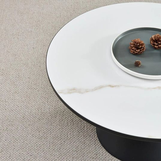 Maria Ceramic Round Coffee Table with Gold Trim