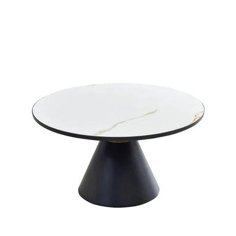 Ferguson Black Ceramic Round Coffee Table with Gold Trim