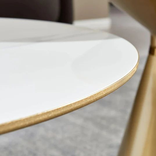 Maria Ceramic Round Coffee Table with Gold Trim