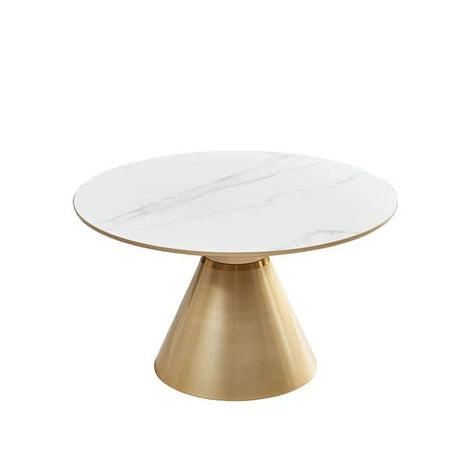 Ferguson Black Ceramic Round Coffee Table with Gold Trim