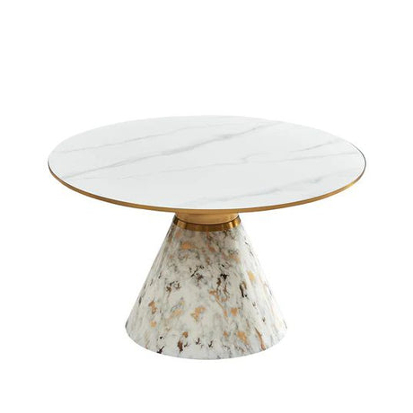 Ferguson Black Ceramic Round Coffee Table with Gold Trim