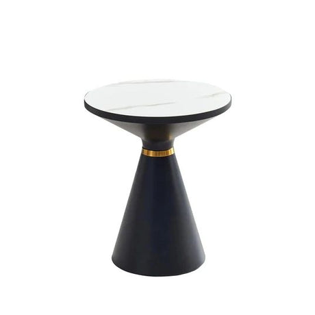 Ferguson Black Ceramic Round Side Table with Gold Trim