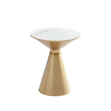 Ferguson Black Ceramic Round Side Table with Gold Trim
