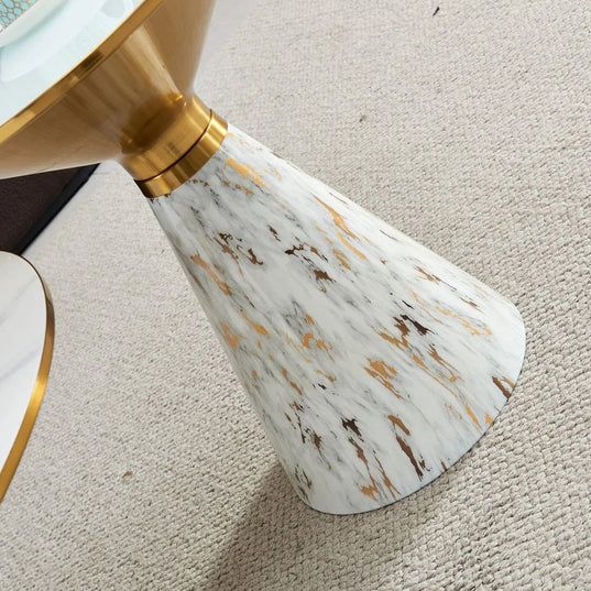 Ferguson Black Ceramic Round Side Table with Gold Trim
