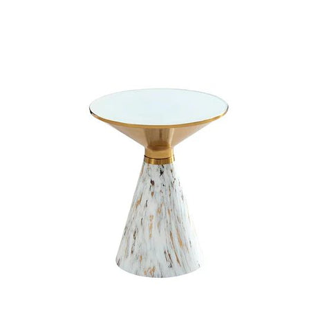Ferguson Black Ceramic Round Side Table with Gold Trim