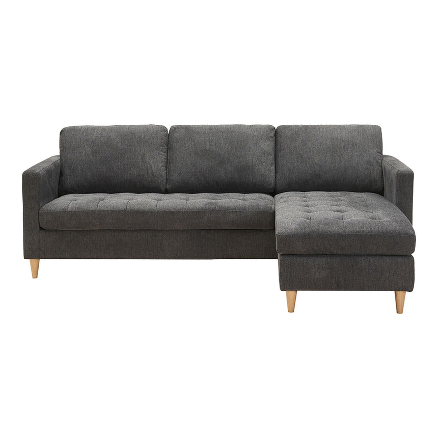 Firenze Sofa - Dark Grey Fabric - Natural Legs - LHF