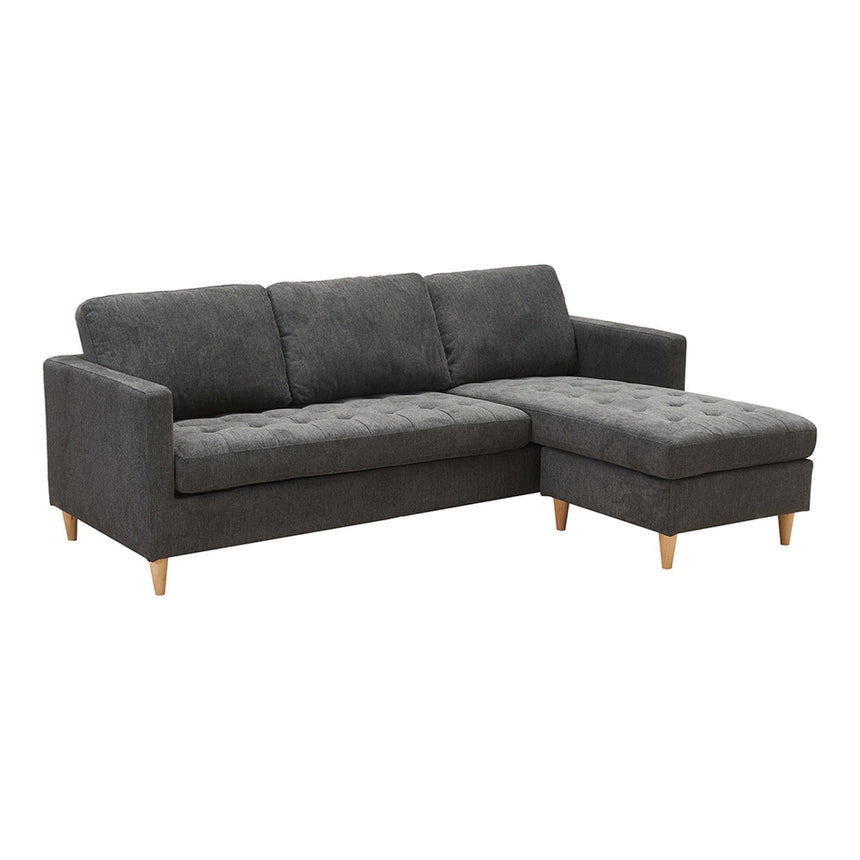 Firenze Sofa - Dark Grey Fabric - Natural Legs - LHF