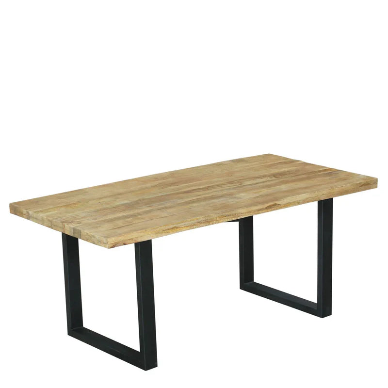 Florence 8 Seater Mango Wood Industrial Dining Table with Black U Legs - 220cm